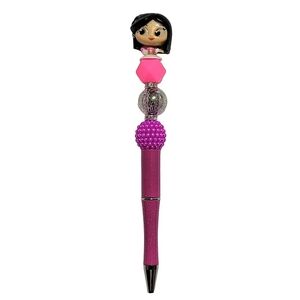 Mulan Disney Doorables Custom Beaded Ballpoint Twist Pink Pen Topper
